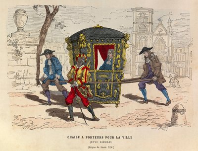 17世紀、フランス国王ルイ14世の時代の都市用の着用者付き椅子 - フランス国王ルイ14世の時代の都市用セダン椅子 17世紀 - 個人蔵 作： Anonymous Anonymous