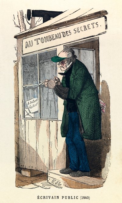 1840年、パリでのパブリック・ライター、エングレーヴィング、個人蔵 - A public writer at Paris 作： Anonymous Anonymous