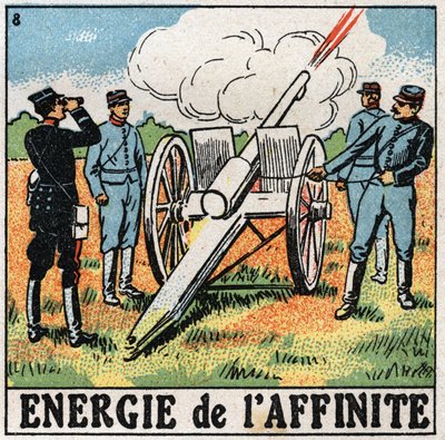 親和性の高いエネルギー：爆発物を発射する砲手。1925年の匿名のイラスト。個人蔵。 作： Anonymous Anonymous