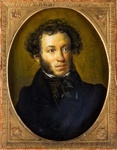 アレクサンドル・パウチキーン - 詩人アレクサンドル・セルゲイヴィチ・プーシキン（1799-1837）の肖像 - 匿名木に油彩、19世紀の第2四半期。寸法：40,5x30,5 cm。個人蔵 作： Anonymous Anonymous