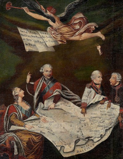 ロシアのエカテリーナ2世（1729-1796）とスタニスラウス2世アウグストゥス（スタニスワフ・アウグスト・ポニャトフスキ）との間のポーランド分割の寓話 作： Anonymous Anonymous