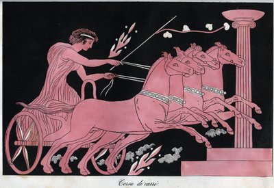 古代ギリシャ - 戦車レース - 「宇宙のすべての人々の用途と習慣」からの彫刻。Or History of the Government, Laws, Militia, Religion of All Nations from the Remotest Times to the Present Day" 1856年 作： Anonymous Anonymous