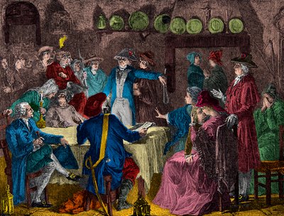 1791年にヴァレンヌで行われた国王ルイ16世と王族の逮捕、エングレーヴィング、プライベート・コレクション 作： Anonymous Anonymous