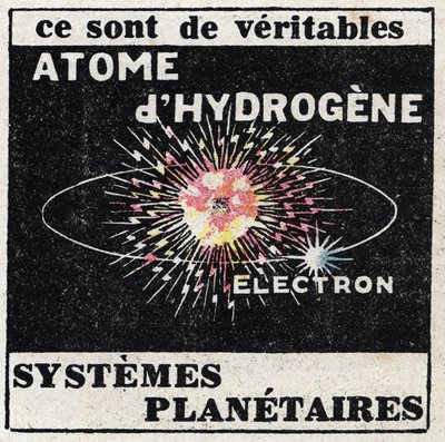 原子と科学。水素原子。1925年の匿名のイラスト。個人蔵。 作： Anonymous Anonymous