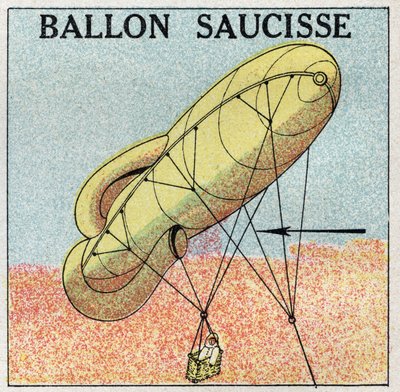 風船：バルーンソーセージ。1925年の匿名のイラスト。個人蔵。 作： Anonymous Anonymous