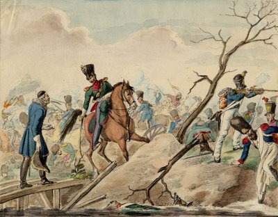 Bataillle de Leipsig (bataille des Nations) - An Episode from the Battle of Leipzig - Anonymous - 1813 - Watercolour on paper - 16,2x20,8 - Private Collection 作： Anonymous Anonymous