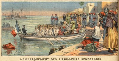 搭乗するセネガル人ライダーとその妻。新聞 "Le Petite Parisien "に掲載された1908年3月22日付の写真。個人蔵。 作： Anonymous Anonymous