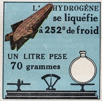 状態の変化：ヴェイパー水素の液化には252度の冷たさがある。1925年の匿名のイラスト。個人蔵。 作： Anonymous Anonymous