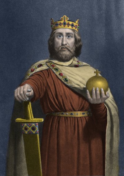シャルルマーニュ（カロルス・マグヌス、Carolus Magnus、747-814）、フランク族の王 - シャルルマーニュ（カロルス・マグヌス、シャルル大帝）（747-814） フランク族の王であり、キリスト教の西方皇帝 - 。 作： Anonymous Anonymous