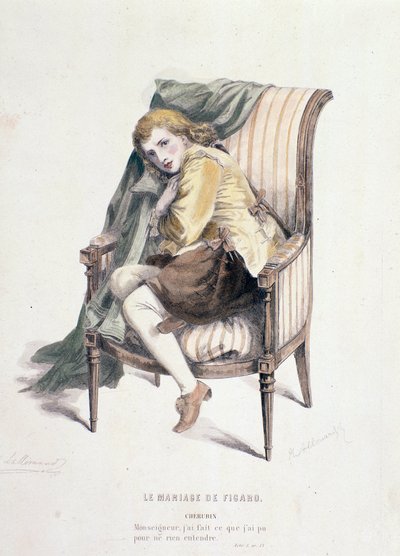 モーツァルトのオペラ「フィガロの結婚」のケルビーノ役（1837年 作： Anonymous Anonymous