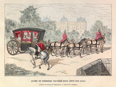 ルイ13世（1601年～1643年）の時代のコッヘ（最初の馬車） - フランスのルイ13世の時代の馬車 - 個人蔵 作： Anonymous Anonymous