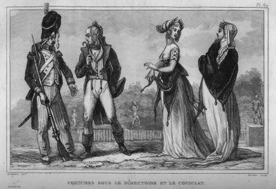 執行委員会と領事館の衣装1859年の「Le Monde」に掲載されたエングレーヴィング。M. E. de Lostalot-Bachoue (Lostalot Bachoue)による「最も遠い時代から現代までの全民族の歴史」。個人蔵。 作： Anonymous Anonymous