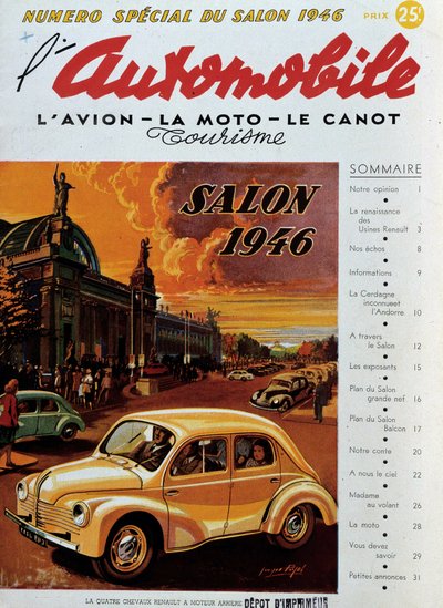 1946年のオートショーの際に発行された「The automobile」の表紙。個人蔵 作： Anonymous Anonymous
