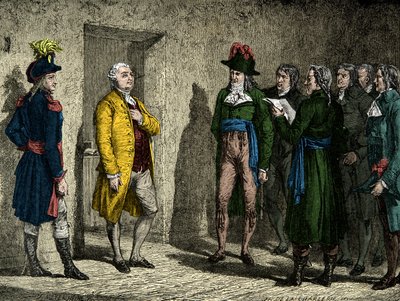 ドミニク・ジョセフ・ガラット（1749-1833）は、1月20日にルイ16世に死刑判決を通知した。 作： Anonymous Anonymous