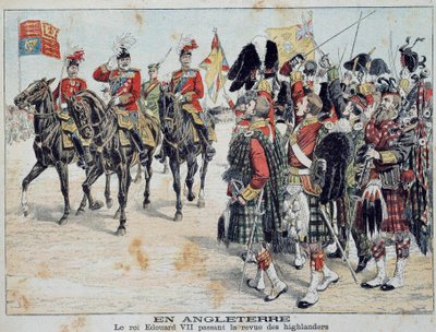 エドワード7世(1841-1910) イングランド国王がスコットランド・ハイランダーを閲兵している様子 イラストは「小さな日記」の輝かしい付録より 1905年 個人蔵 作： Anonymous Anonymous