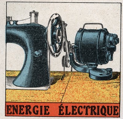 電気：電動ミシン。1925年の匿名のイラスト。個人蔵。 作： Anonymous Anonymous