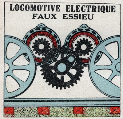 電気鉄道：電気機関車の偽装軸。1925年の匿名のイラスト。個人蔵。 作： Anonymous Anonymous