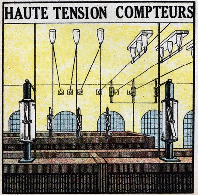 電線：高電圧メーター。1925年の匿名のイラスト。個人蔵。 作： Anonymous Anonymous