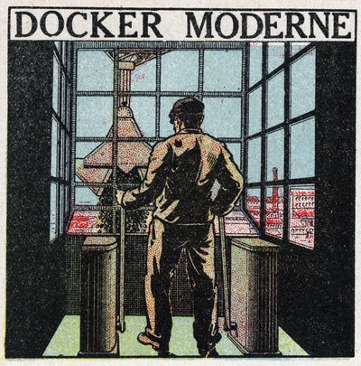 電動工具：モダンドッカー（1920年代）。1925年の匿名のイラスト。個人蔵。 作： Anonymous Anonymous