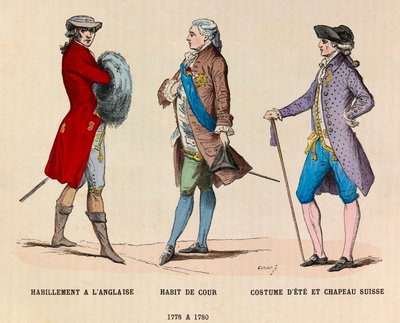 1778年から1780年にかけての英国服、宮廷服、スイス製の帽子 - 個人蔵 作： Anonymous Anonymous