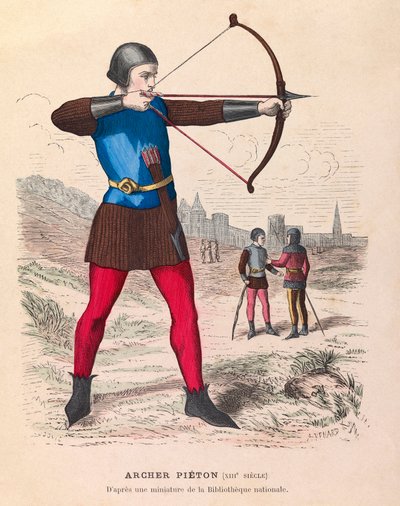 エングレーヴィング - Archer pieton du 13eme Siecle a Paris - 13世紀のパリの歩行者用アーチャー - 個人蔵 作： Anonymous Anonymous