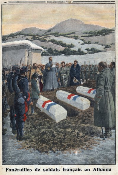 第一次世界大戦1914-1918（戦争14-18）。アルバニアでのフランス兵の葬儀。"Le Petite Journal "にて 作： Anonymous Anonymous