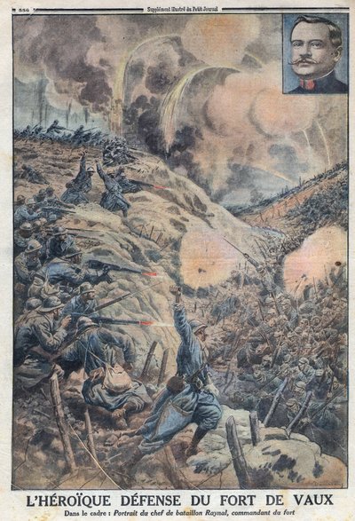 第一次世界大戦1914-1918（第14-18次世界大戦）。大隊長シルヴァン・ユージン・レイナル（1867-1939）とヴォー要塞の英雄的防衛戦。"Le Petite Journal "にて 作： Anonymous Anonymous
