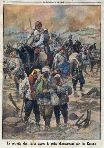 第一次世界大戦1914-1918（第14-18次大戦）。ロシア軍がエルゼルムを占領した後のトルコ軍の退却。Le Petite Journal "にて、1916年02月27日。個人蔵 作： Anonymous Anonymous