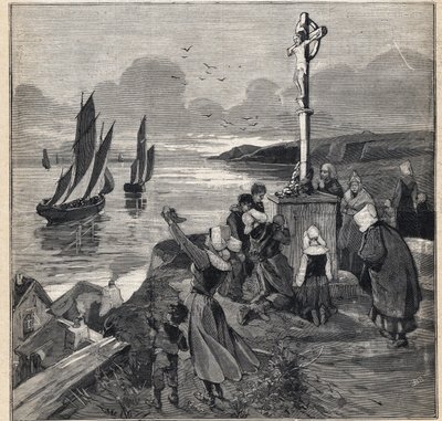 アイスランドでの釣り：ブルターニュを離れる漁師たち。1893年12月03日の「Le Petit Parisien」に掲載されたエングレーヴィング。 作： Anonymous Anonymous