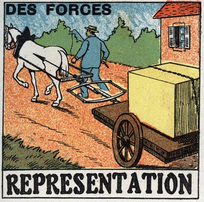 力：車を引く馬。1925年の匿名のイラスト。個人蔵。 作： Anonymous Anonymous