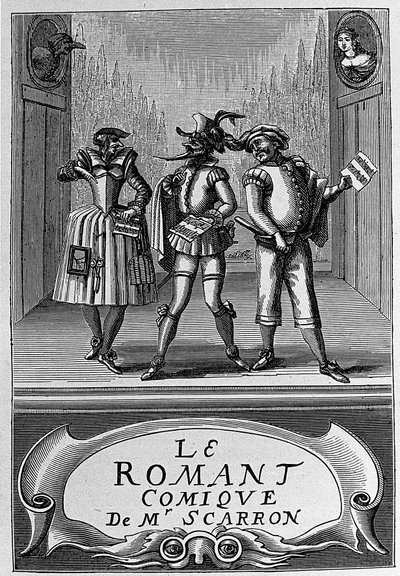 フランスの作家、ポール・スカロン（1610-1660）の著書「コミック・ローマン」の表紙。18世紀のエングレーヴィング。 作： Anonymous Anonymous