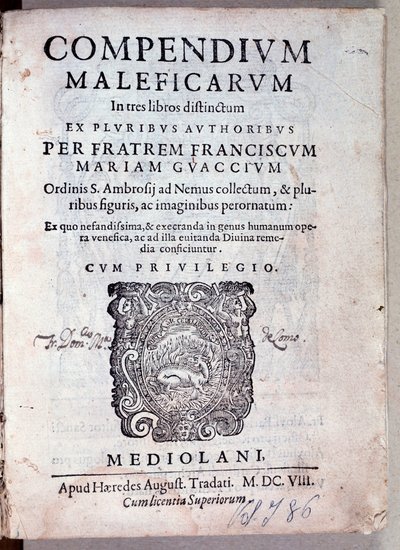 Guazzoによる悪魔学と魔術についてのCompendium maleficarumの正面図（エングレーヴィング 作： Anonymous Anonymous
