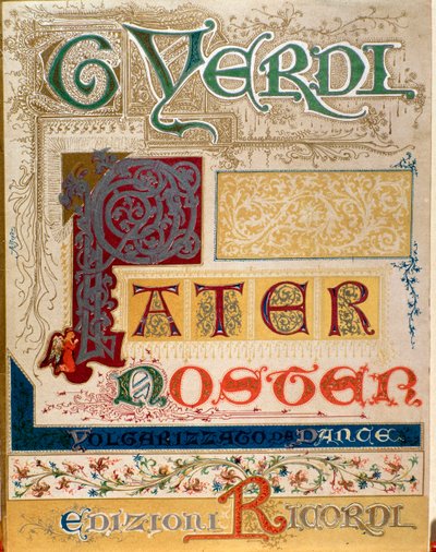 ジュゼッペ・ヴェルディ作曲の「Pater noster」の楽譜の扉。 作： Anonymous Anonymous