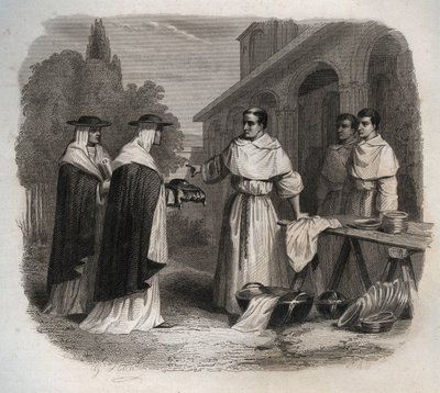 ジョヴァンニ・ダ・フィダンツァ、通称ボナヴァンチュール（1217年頃～1274年）（サン・ボナヴェントゥーラ）は、枢機卿の帽子を被った。1846年の「Lives of the saints」に掲載された版画。個人蔵。 作： Anonymous Anonymous