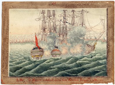 Guerre russo-turque de 1828-1829 - Brig "Mercury "は5月14日に2隻のトルコ船と戦った。 作： Anonymous Anonymous