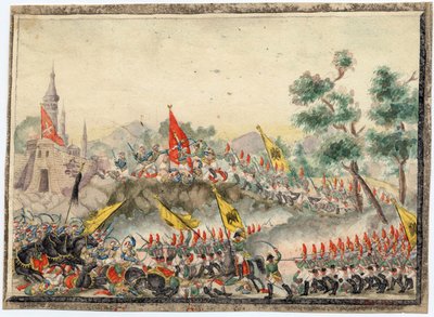 1828-1829年のロシア・トルコ戦争 - 1790年にロシア軍がイズマイル（イスマイル）要塞を攻略 - 匿名 - 1829年 - 紙に水彩 - 19x26 - 個人蔵 作： Anonymous Anonymous