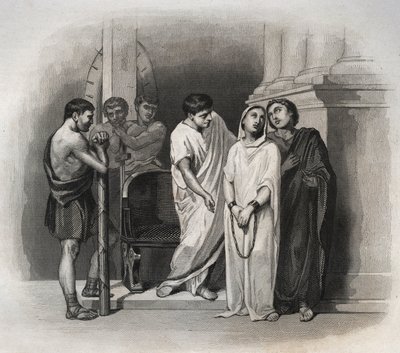 聖なる勝利者、304年に聖サトゥルヌスとともにカルタゴで殉教した。1846年の「Lives of the saints」に掲載されているエングレーヴィング。個人蔵。 作： Anonymous Anonymous