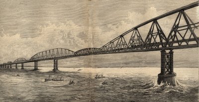 カレーとフォークストンの間の海峡に架かる国際的な橋のプロジェクト - 1890年 - エングレーヴィング 1890年 作： Anonymous Anonymous