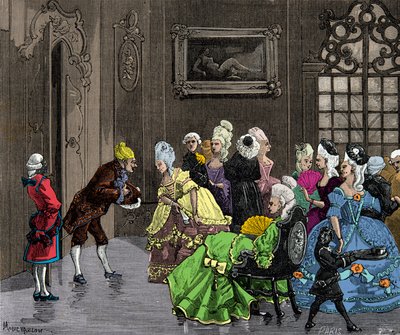 1750年頃、ヴェルサイユで貴族に迎えられたカリオストロ伯爵アレッサンドロことジョセフ（ジュゼッペ）・バルサモ（1743-1795）、エングレーヴィング、プライベート・コレクション 作： Anonymous Anonymous