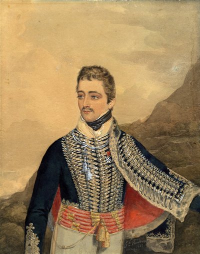 Jozef Antoni Poniatowski (1763-1813) - Prince Jozef Poniatowski - Anonymous - 1807 - 水彩、ガッシュ、紙 - 26,5x21 - Private Collection 作： Anonymous Anonymous