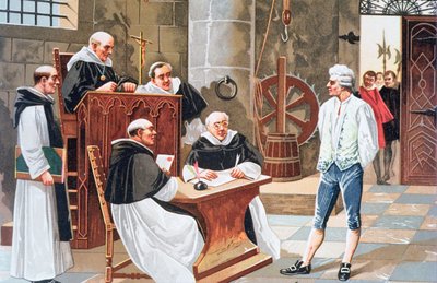 スペインの神学者ミゲル・セルヴェートのギネブラ裁判所での判決、1553年に異端の火刑に処せられた 作： Anonymous Anonymous