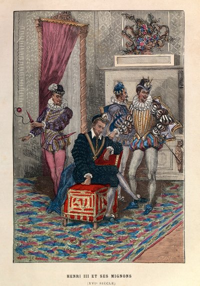 国王アンリ3世（1551 - 1589）とミニョン - フランス国王アンリ3世とその寵児たち 16世紀 - 個人蔵 作： Anonymous Anonymous