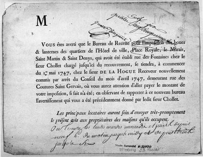 1747年4月の税の支払いに関する歳入庁からの手紙。 作： Anonymous Anonymous