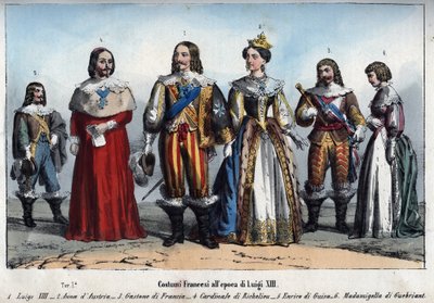 ルイ13世 - アンヌ・ドートリッシュ（1601-1666）（アンヌ・ドートリッシュ） - フランスのガストン（オルレアン公ガストン） - リシュリュー枢機卿アルマン・ジャン・デュ・プレシ - ギーズ公アンリ2世（ギーズ公アンリ2世） - アンヌ＝マリー・ブデス・ド・ゲブリアン - 「Usi e」のエングレーヴィング 作： Anonymous Anonymous