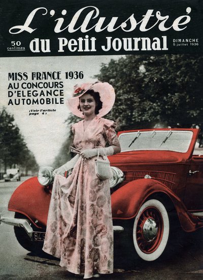 Lynne Lassal Miss France 1936年、自動車エレガンスコンテストにて。ジャーナル "L