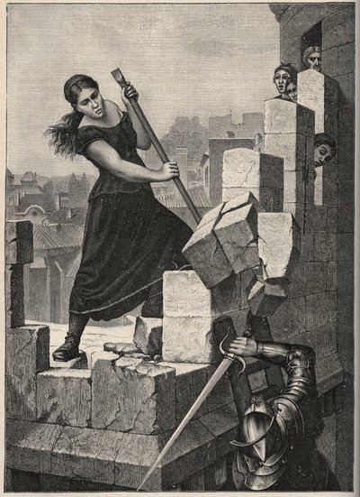 Marguerite Catherine Ponsoye aka Margot Delaye 1570年5月、Montelimar（フランス）の街をナッソーのLudovic軍から守る - Marguerite Catherine Ponsoye、通称 "la Gandonne "またはMargot Delaye 1570年4月、Montelimarにて。 作： Anonymous Anonymous