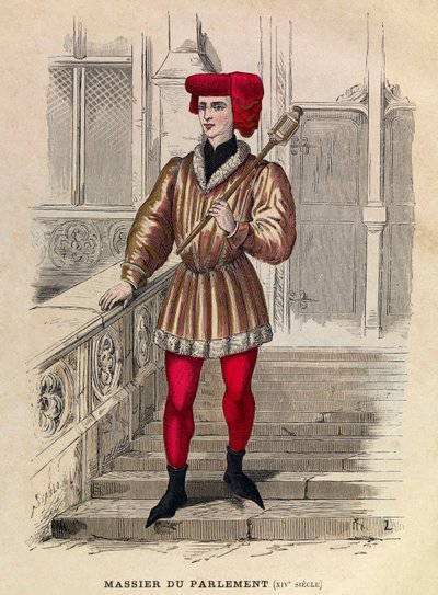 Massier du parlement de Paris au 14th century - パリ高等法院のメイスを持つ人 作： Anonymous Anonymous