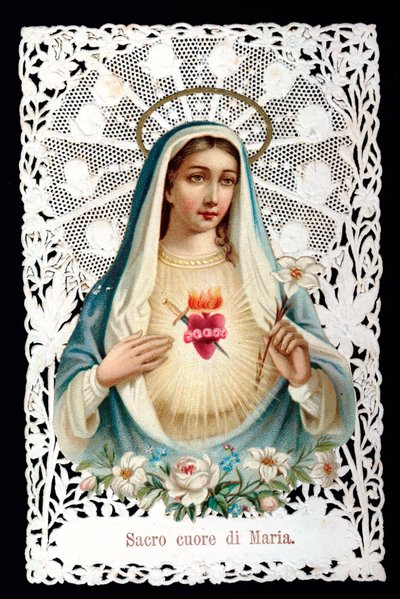 Mater dolorosa Sacreのハート。敬虔なイメージ。クロモリトグラフにはデコパージュとデンタージュが施されている。デビュー 20世紀 個人蔵 作： Anonymous Anonymous
