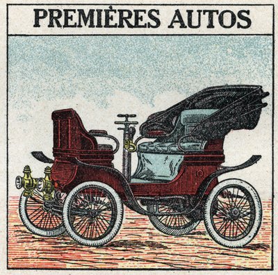 機械的牽引：1895年にパンハールとレバソールが発明した最初のガソリン車。1925年の匿名のイラスト。個人蔵。 作： Anonymous Anonymous