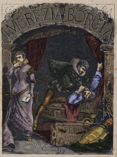 チェーザレ・ボルジアの子分、ミケロット・コレッラ（Michelotto Coreglia or Michele di Corella）（1508年没）、ルクレイス・ボルジアの夫であるアルフォンソ・ダラゴン公爵をベッドで絞殺 - チェーザレ・ボルジアの子分、ミケロット・コレッラが、夫であるアルフォンソ・ダラゴン公爵を絞殺。 作： Anonymous Anonymous
